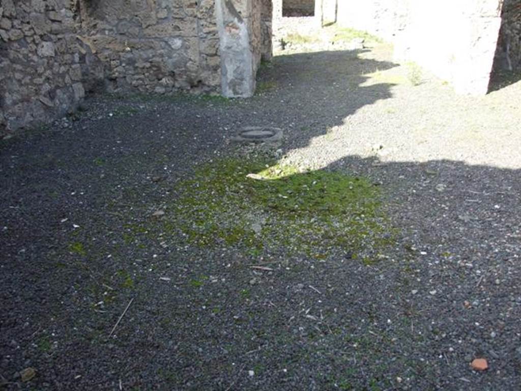 V.2.10 Pompeii. December 2007. Room 1, site of impluvium in atrium. According to NdS, the tuscan atrium had the usual impluvium in the middle, and nearby was the cistern-mouth. 
See Notizie degli Scavi, 1896, (p.437)