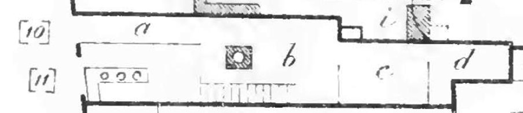 V.2.b Pompeii. Plan from BdI (No. 11 is V.2.b) (No. 10 is V.2.c)
See Bullettino dell’Instituto di Corrispondenza Archeologica (DAIR), 1885, p.157.

