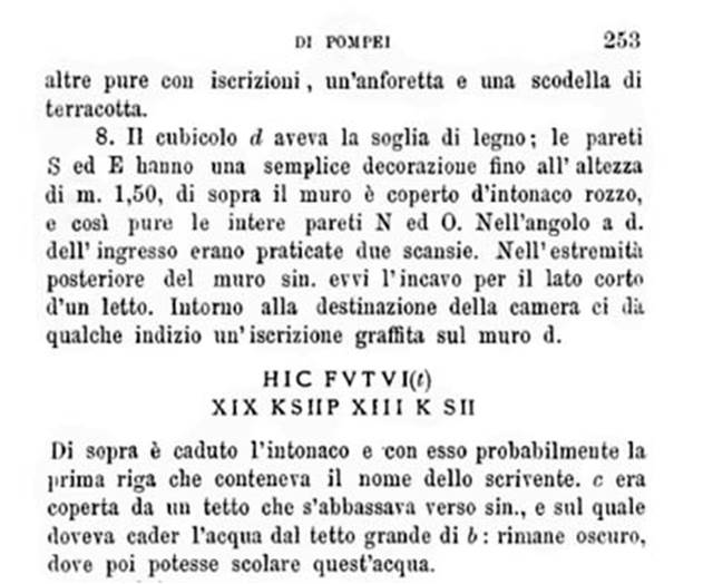 V.2.c Pompeii. Copy of Bullettino dell’Instituto di Corrispondenza Archeologica (DAIR), 1885, p. 253.