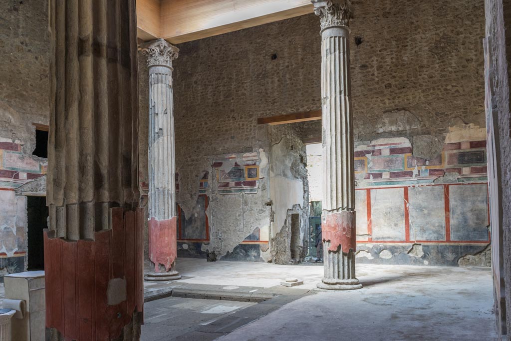 V.2.i Pompeii. March 2023. Room 1, looking north-west across impluvium in atrium. Photo courtesy of Johannes Eber.
