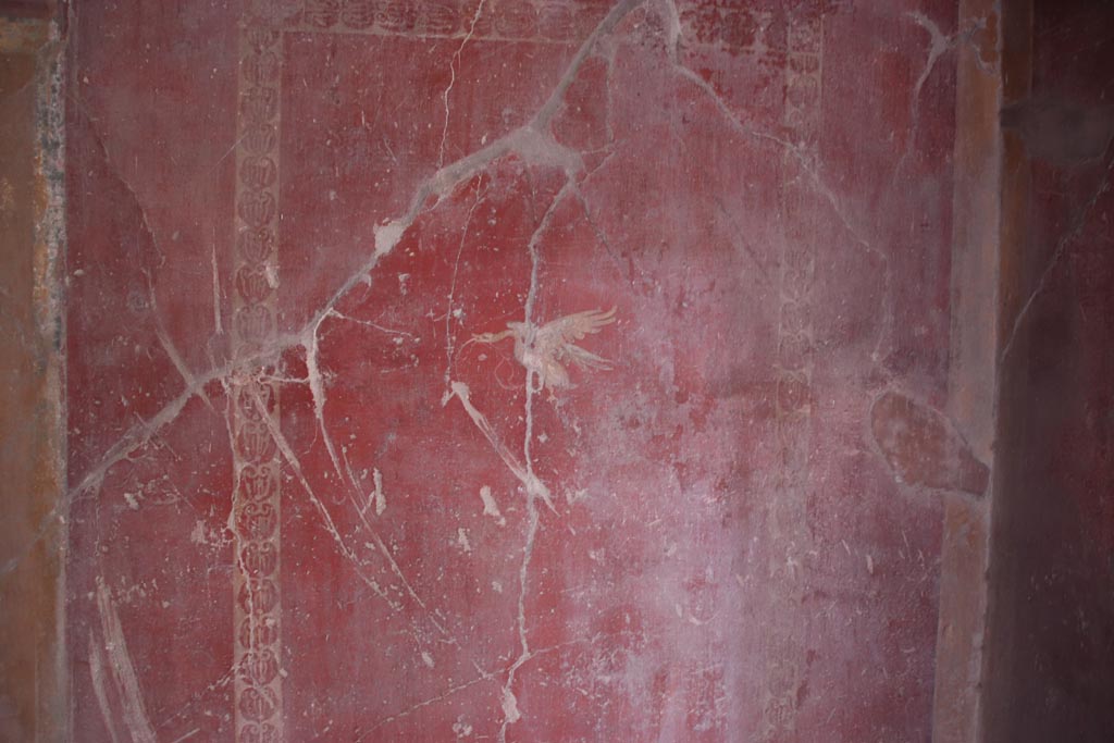 V.2.i Pompeii.  October 2023. Corridor 10, detail of painted panel on south end of east wall. Photo courtesy of Klaus Heese.