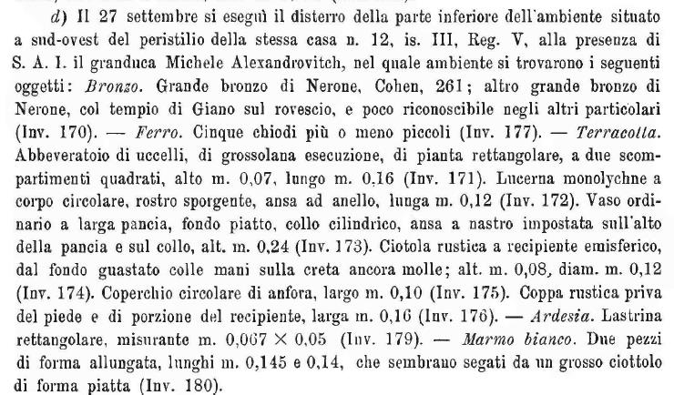 V.3.12 Pompeii. 27th September 1910. Notizie degli Scavi, 1910, p.332.