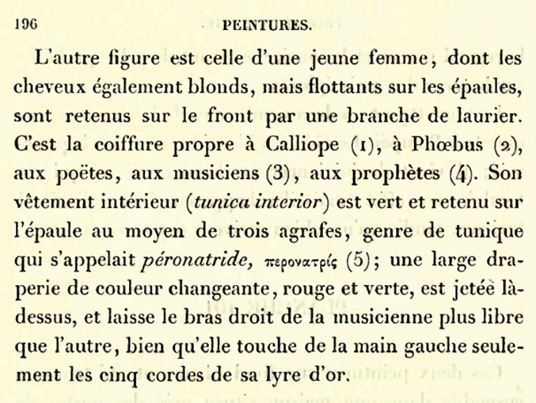 VI.1.1 Pompeii. 1840 description of drawings (continued).
See Roux, H. (1840). Herculanum et Pompei recueil générale des peintures, bronzes, mosaïques, v4 Peintures série 3, Figures Isolées. (p.196). 
