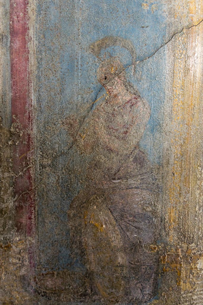 VI.7.23 Pompeii. October 2023. 
Cubiculum. North wall at west end. Athena. Photo courtesy of Johannes Eber.

