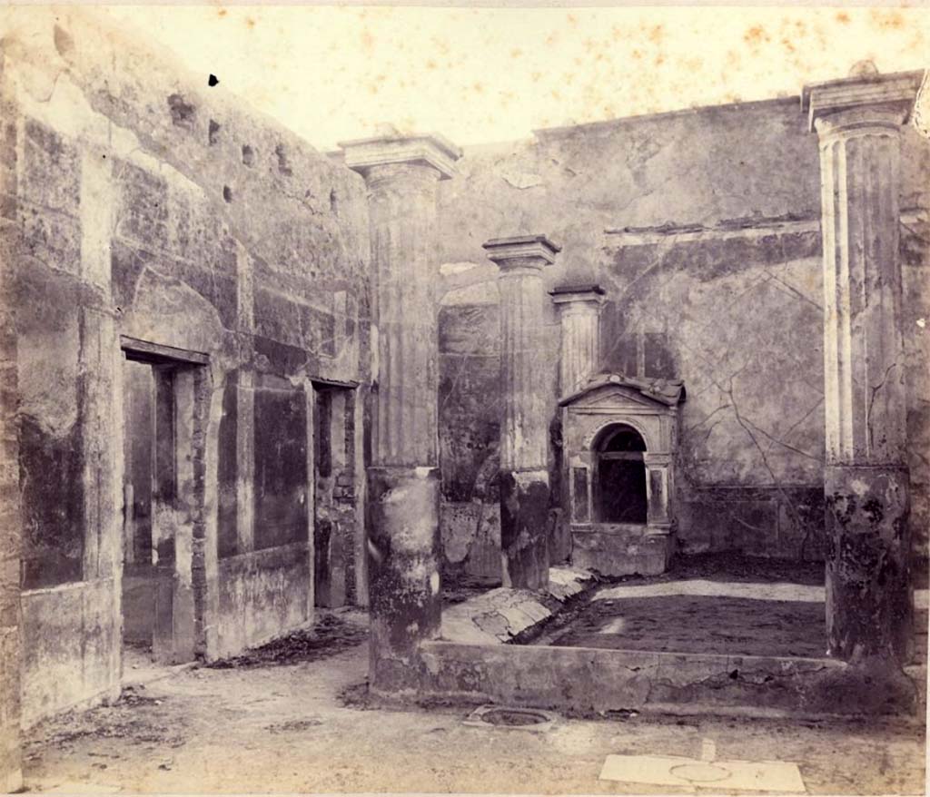 VI.8.3/5 Pompeii. 1869-1877. Looking across peristyle garden from south-east corner, near kitchen area. 
Photo © British School at Rome, Parker Collection call number JHP[PHP]-2171. CC BY-NC-ND 4.0

