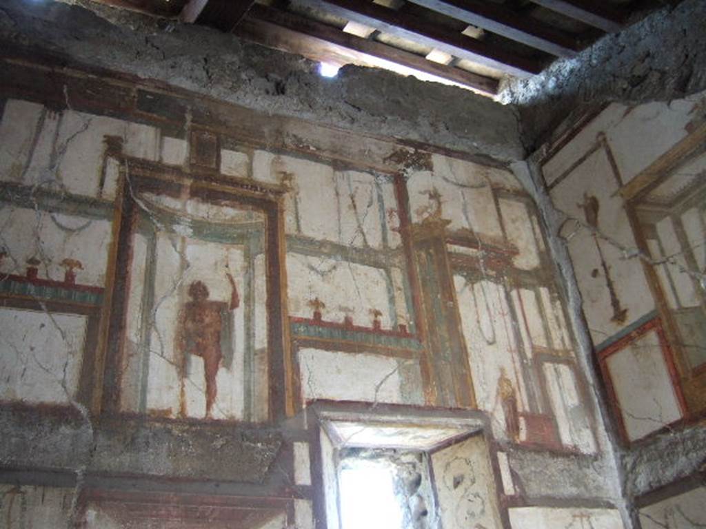 VI.9.6 Pompeii. May 2006. Room 16, painted figure on west wall. 
