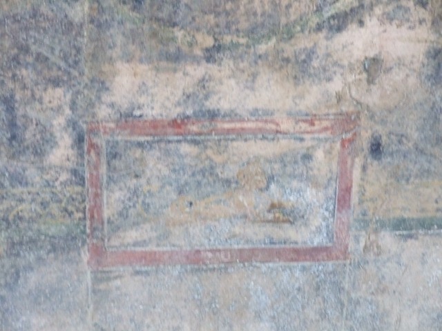 VI.9.6 Pompeii. March 2009. Room 8, east wall, painted animal, Sphinx? 