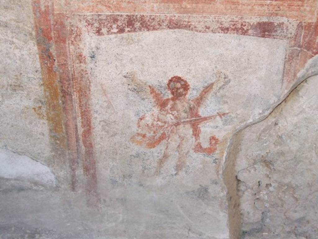 VI.9.6 Pompeii. March 2009. Room 8, painting of sea creature and sea deity, from the centre of the south wall.