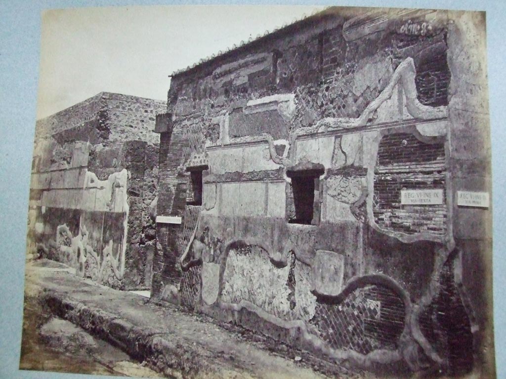 VI.9.7 Pompeii. Front wall and entrance on Via di Mercurio.
Old undated photograph courtesy of the Society of Antiquaries, Fox Collection.
