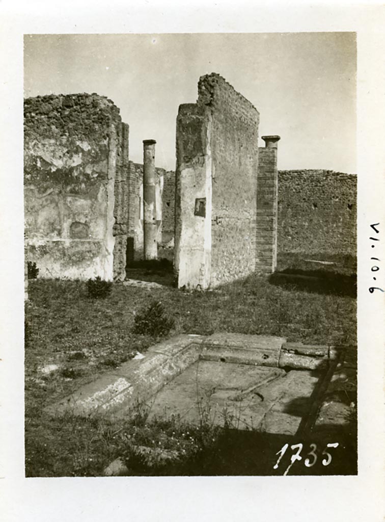 VI.10.6 Pompeii. pre-1937-39. Looking north-east across atrium.
Photo courtesy of American Academy in Rome, Photographic Archive. Warsher collection no. 1735.
