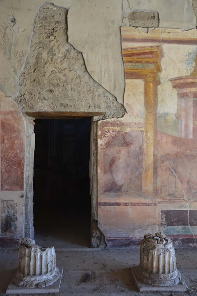 VI.11.10 Pompeii. November 2017. 
Room 43, painted decoration on east wall near doorway to room 45.
Foto Annette Haug, ERC Grant 681269 DÉCOR
