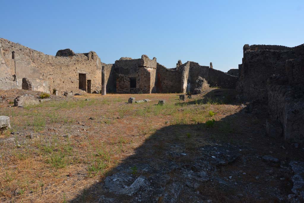 VI.14.38, on left, Pompeii. September 2019. Looking north-east from VI.14.39, as there is no longer a dividing wall.
Foto Annette Haug, ERC Grant 681269 DÉCOR.


