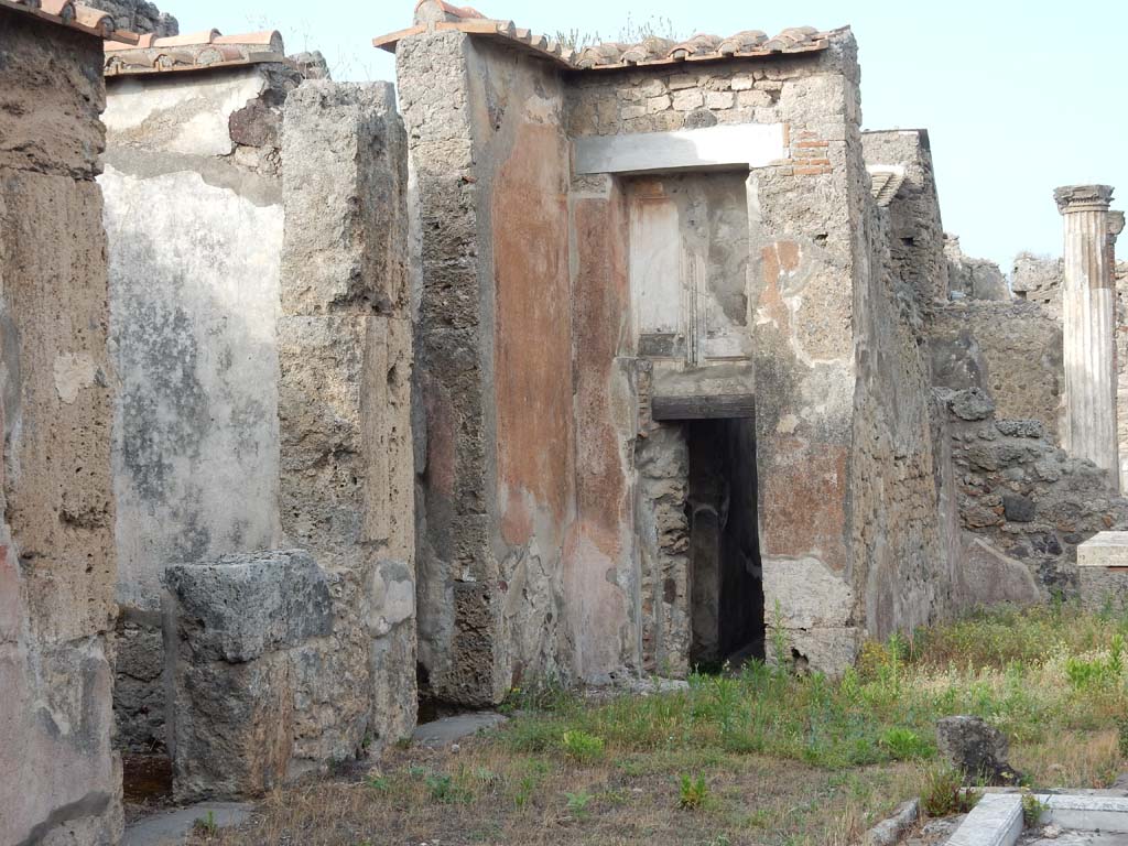 VI.14.43 Pompeii. June 2019. Looking north-east across atrium to rooms on the north side. Photo courtesy of Buzz Ferebee.

