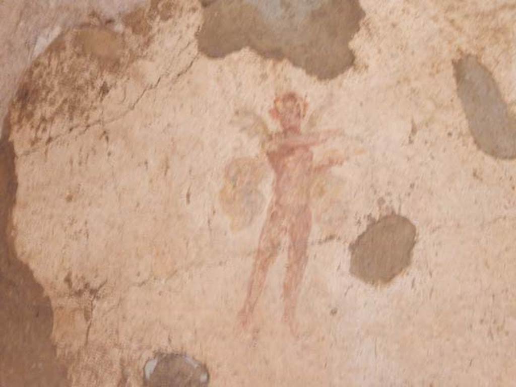 VI.15.1 Pompeii. May 2017. Painted cupid from north end of east wall. Photo courtesy of Buzz Ferebee.

