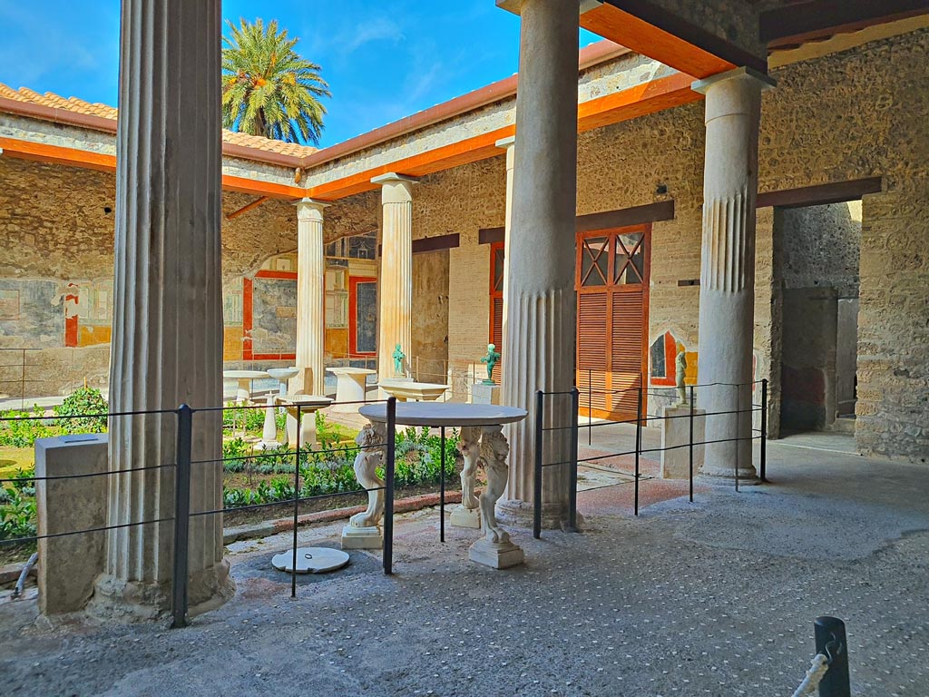 VI.15.1 Pompeii. April 2023. Looking north-west from east portico. Photo courtesy of Giuseppe Ciaramella.