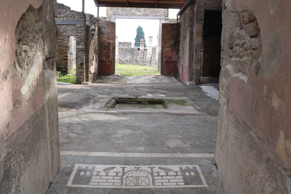 VII.1.40 Pompeii. May 2017. South end of black and white mosaic. Photo courtesy of Buzz Ferebee. 
