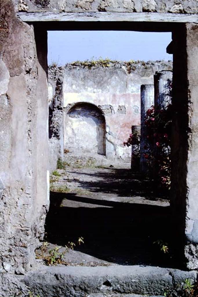 VII.1.47 Pompeii. 1966. Doorway at steps from peristyle 19 leading to second peristyle 31. Photo by Stanley A. Jashemski.
Source: The Wilhelmina and Stanley A. Jashemski archive in the University of Maryland Library, Special Collections (See collection page) and made available under the Creative Commons Attribution-Non Commercial License v.4. See Licence and use details.
J66f0384
