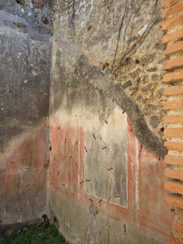 VII.2.18 Pompeii. March 2009. Room 3, south wall of cubiculum, with remains of wall painting.