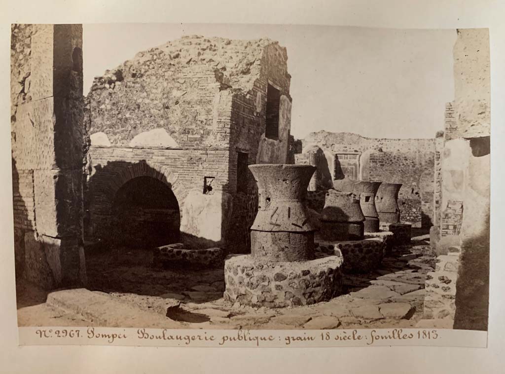 VII.2.22 Pompeii. 1870s photo by Sommer. Looking across bakery. Photo courtesy of Rick Bauer.