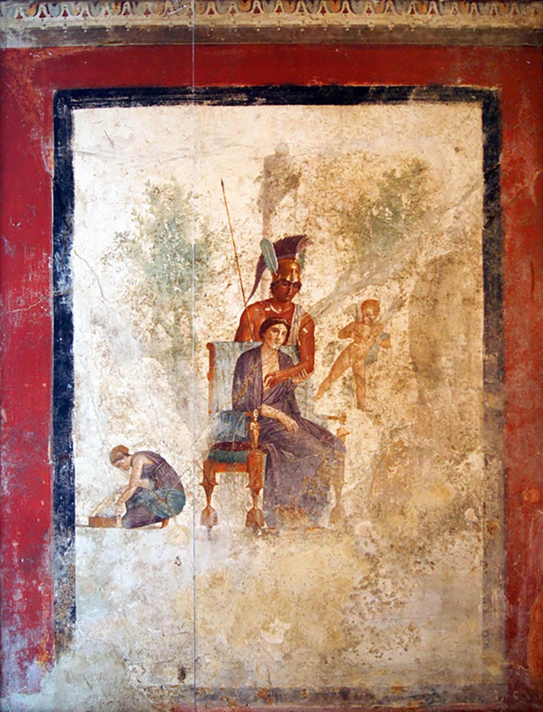 VII.2.23 Pompeii. December 2019. 
Found on the south wall of the tablinum on 5th August 1844. Wall painting of Mars and Venus.
Now in Naples Archaeological Museum. Inventory number 9249.
Photo courtesy of Giuseppe Ciaramella.
