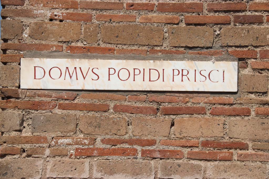 VII.2.38 Pompeii. September 2017. Name identification plaque. Photo courtesy of Klaus Heese.