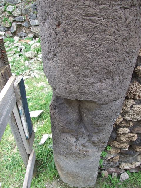 VII.3.11 Pompeii.  March 2009. South west side of corridor. Lower Tufa part of column. 