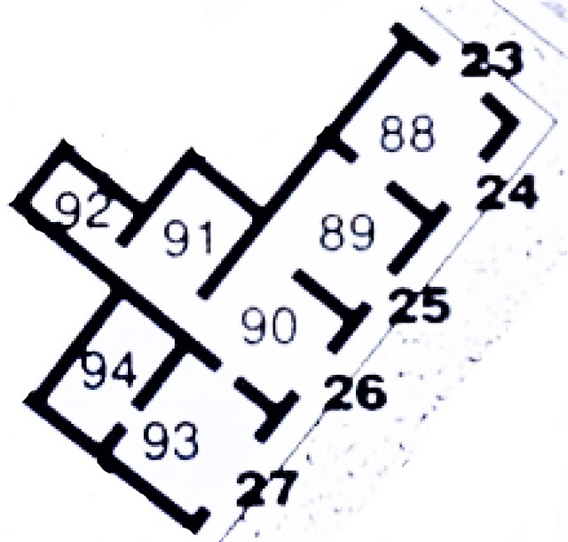 VII.6.23-27 Pompeii. Plan based on PPM.
See Carratelli, G. P., 1990-2003. Pompei: Pitture e Mosaici: Vol. VII. Roma: Istituto della enciclopedia italiana, p. 182.
