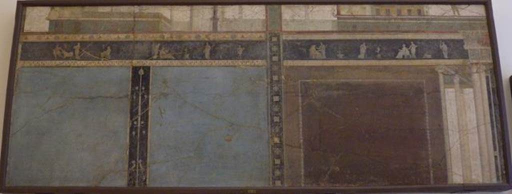 VII.6.28 Pompeii. Found 10th April 1762 in cubiculum 8.  One of four paintings found on the same wall. Wall painting of scenes from stories of Dionysus. See Helbig, W., 1868. Wandgemälde der vom Vesuv verschütteten Städte Campaniens. Leipzig: Breitkopf und Härtel. (569).
See Pagano, M., and Prisciandaro, R., 2006. Studio sulle provenienze degli oggetti rinvenuti negli scavi borbonici del regno di Napoli.  Naples : Nicola Longobardi.  (p.41). Now in Naples Archaeological Museum.  Inventory number 9183.

