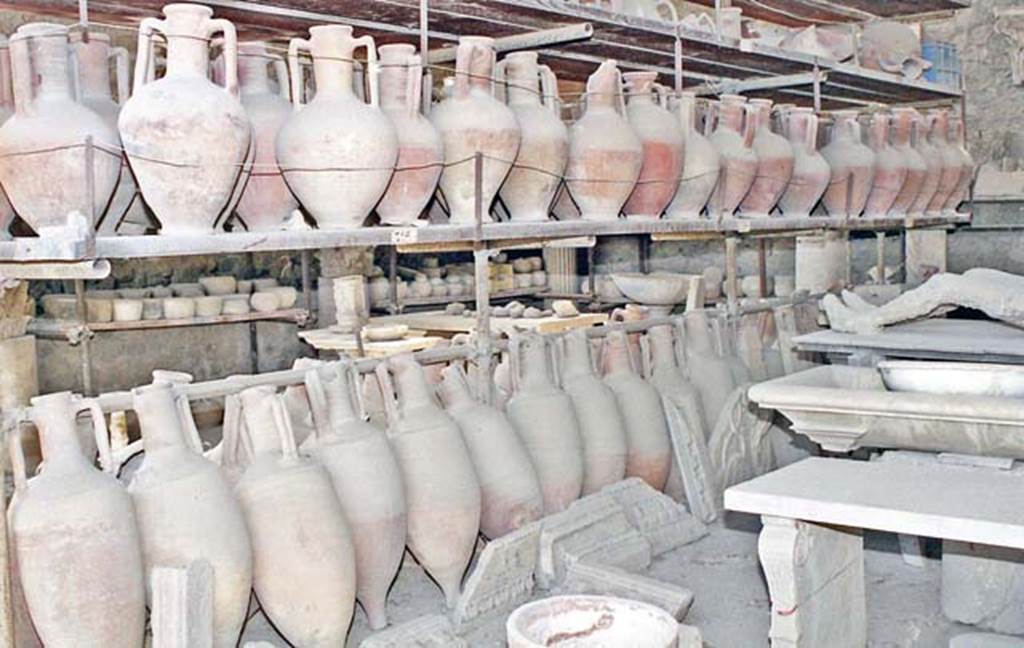 VII.7.29 Pompeii. October 2001. Looking south across items in storage. Photo courtesy of Peter Woods. 
