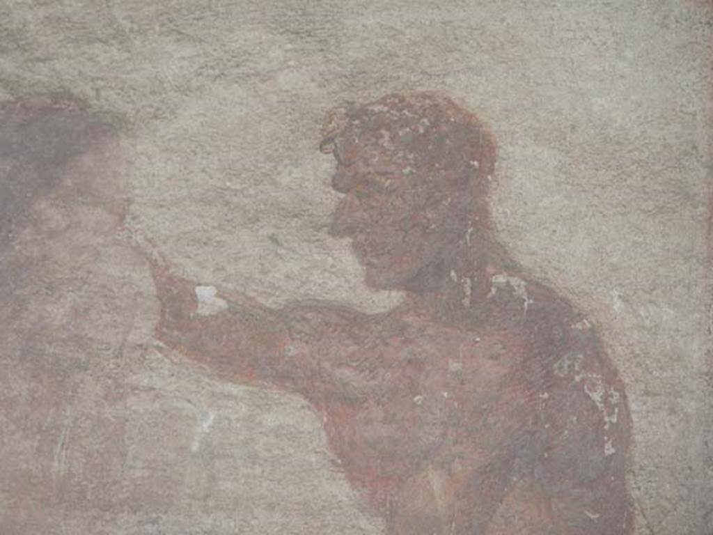 VII.9.7 and VII.9.8 Pompeii. Macellum. May 2015. North-west corner. Detail of Argo, Irom painting of Io listening to Argo or Argus. Photo courtesy of Buzz Ferebee.
