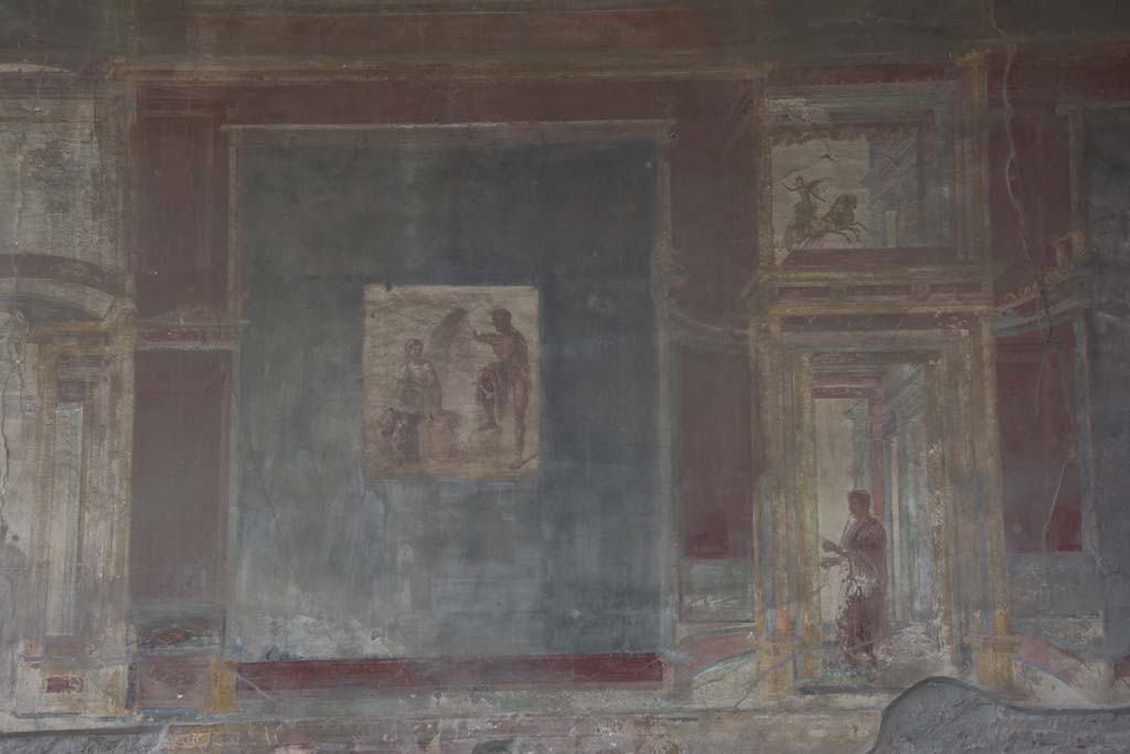 VII.9.7/8 Pompeii. March 2019. Detail from west wall in north-west corner.
Foto Annette Haug, ERC Grant 681269 DÉCOR.
