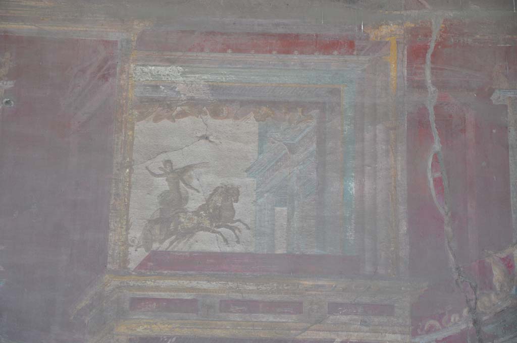 VII.9.7/8 Pompeii. July 2017. Upper west wall in north-west corner, detail of architectural painting.
Foto Annette Haug, ERC Grant 681269 DÉCOR.
