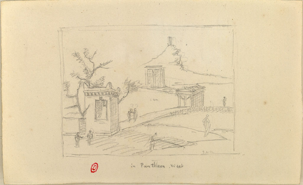 VII.9.7 and VII.9.8 Pompeii. Macellum? c.1819, pencil drawing by W. Gell, described as “in Pantheon, West”.
See Gell W & Gandy, J.P: Pompeii published 1819 [Dessins publiés dans l'ouvrage de Sir William Gell et John P. Gandy, Pompeiana: the topography, edifices and ornaments of Pompei, 1817-1819], pl. 91.
See book in Bibliothèque de l'Institut National d'Histoire de l'Art [France], collections Jacques Doucet Gell Dessins 1817-1819
Use Etalab Open Licence ou Etalab Licence Ouverte
