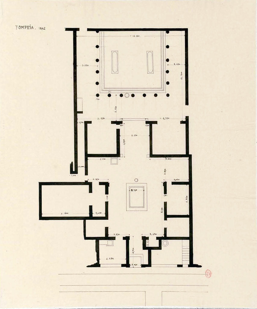 VII.9.47 Pompeii. 1826. Plan with measurements by P.A. Poirot, with ...