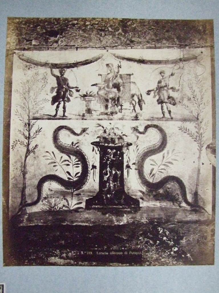 VII.12.11 Lararium on old undated photograph. Courtesy of Society of Antiquaries. Fox Collection.