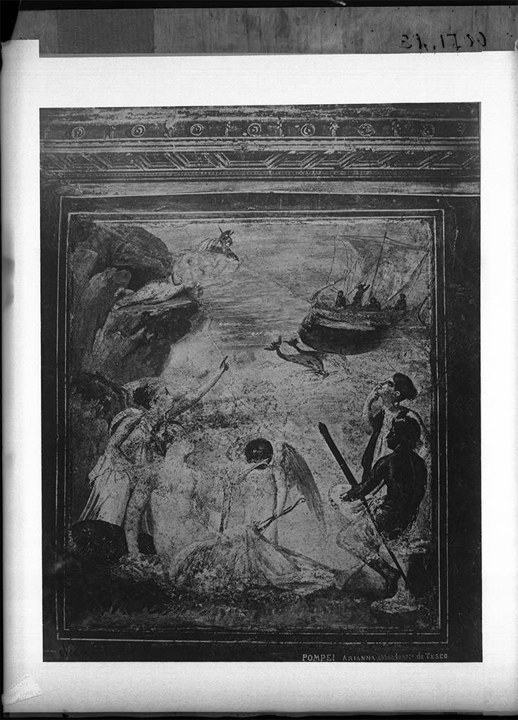 VII.12.26 Pompeii. North wall of triclinium. Ariadne abandoned by Theseus. 
DAIR 32.1700. Photo © Deutsches Archäologisches Institut, Abteilung Rom, Arkiv. 
