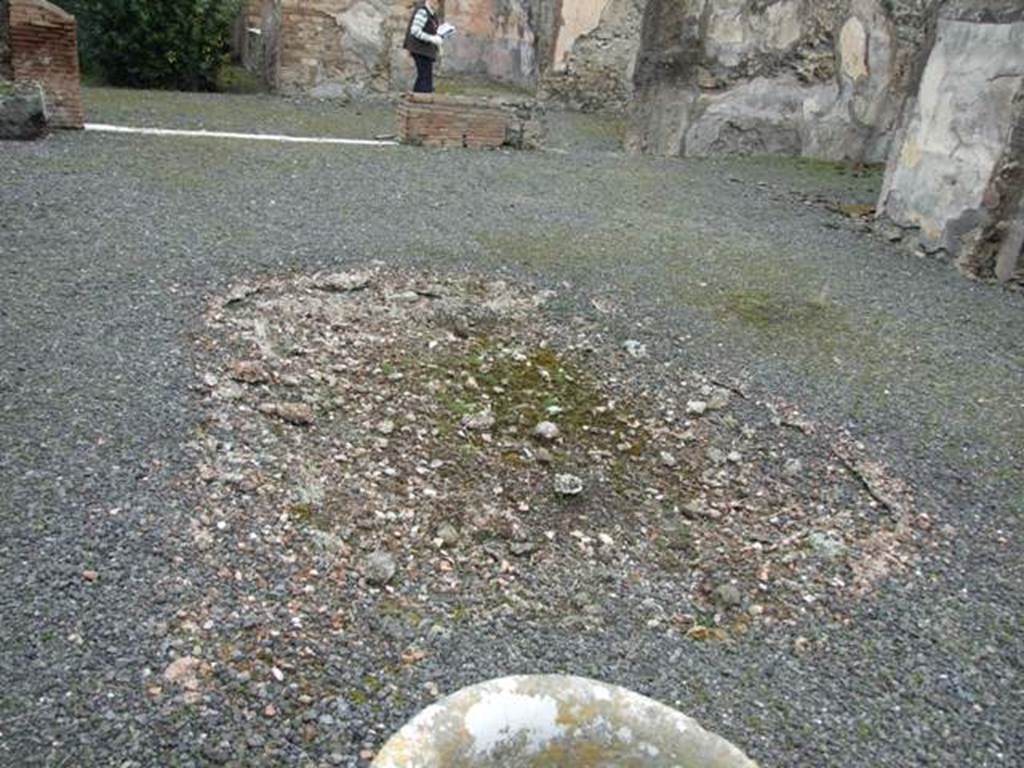 VII.14.5 Pompeii.  March 2009. Room 1. Atrium. Remains of Impluvium. Looking north.