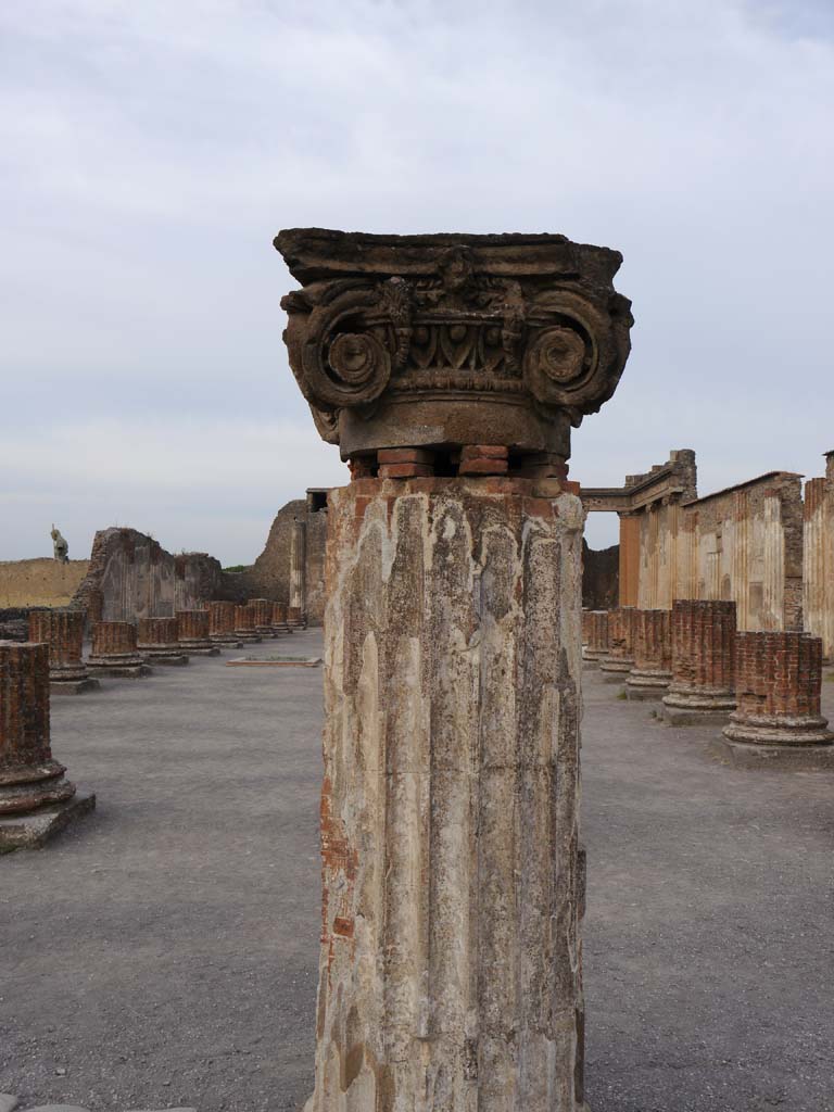 VIII.1.1 Pompeii. December 2023. Capital on column in Basilica, looking east. Photo courtesy of Miriam Colomer.