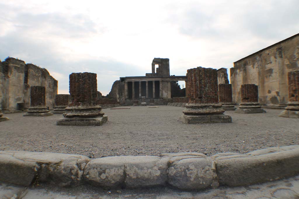 VIII.1.1 Pompeii. October 2020. Looking west from the Forum, across entrance steps into Basilica. Photo courtesy of Klaus Heese.