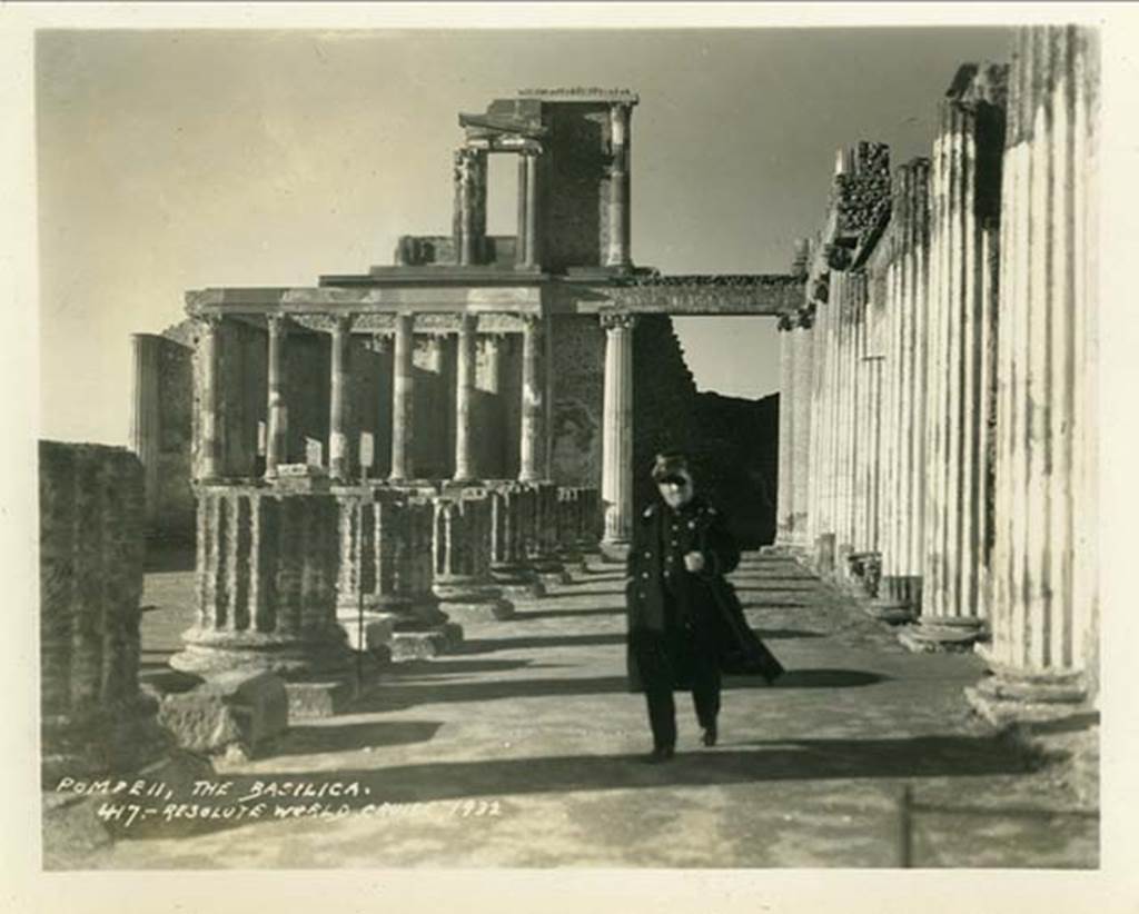 VIII.1.1 Pompeii. 1932. Looking west along north corridor. Photo taken during a shore-visit from the ship Resolute’s world cruise in 1932. Photo courtesy of Rick Bauer.
