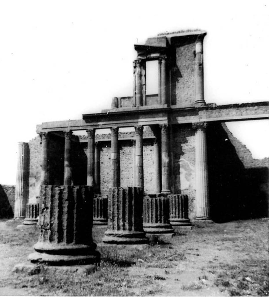 VIII.1.1 Pompeii. 1944. Looking towards Tribunal at west end of Basilica, from north corridor. Photo courtesy of Rick Bauer.