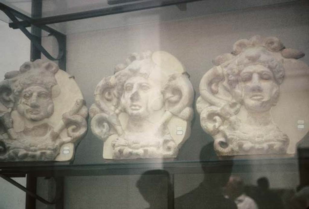 VIII.1.4, Antiquarium, Pompeii. August 1965. Terracotta reliefs, antefisse with head of Athena. 
Stabia, Santuario in localit privati. Photo courtesy of Rick Bauer.
1965%20Aug%20-%20%5b031%5d