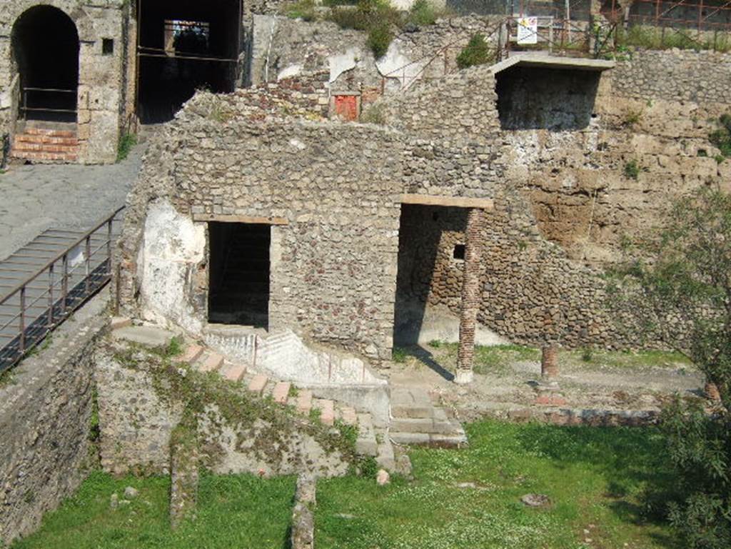 VIII.1.a, Pompeii. June 2017. Looking through window to steps, at north end of portico. Photo courtesy of Michael Binns.