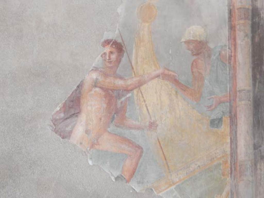 VIII.1.a, Pompeii. May 2018. Detail from central painting of Theseus and Ariadne, from north wall.
Photo courtesy of Buzz Ferebee.
