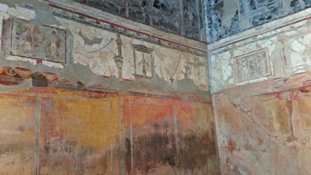 VIII.1.a, Pompeii. 2016/2017. Detail of north-east corner of oecus A. Photo courtesy of Giuseppe Ciaramella.