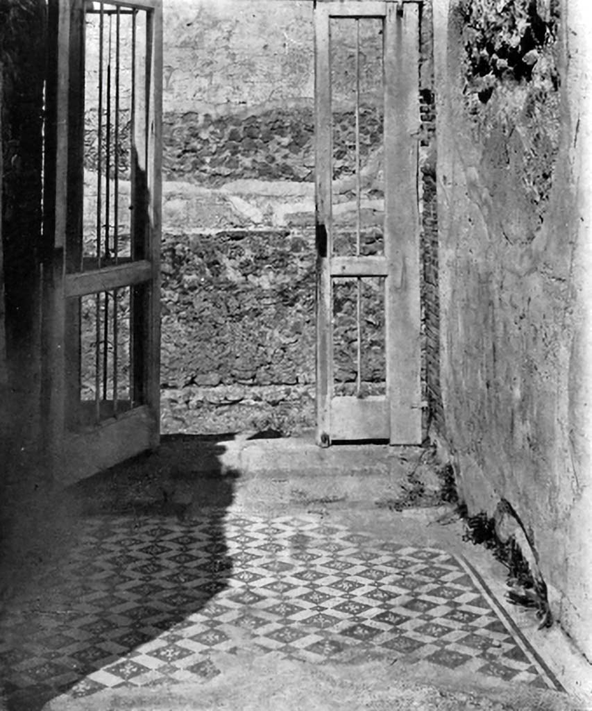 VIII.2.3 Pompeii. c.1930. Looking north across entrance corridor towards entrance doorway.
See Blake, M., (1930). The pavements of the Roman Buildings of the Republic and Early Empire. Rome, MAAR, 8, (p.109 & Pl.28, tav.4).
