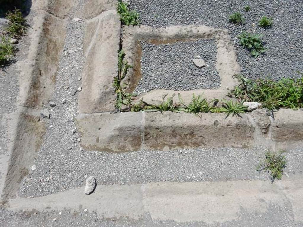 VIII.2.3 Pompeii. May 2018. Gutter in south-east corner of peristyle. Photo courtesy of Buzz Ferebee.