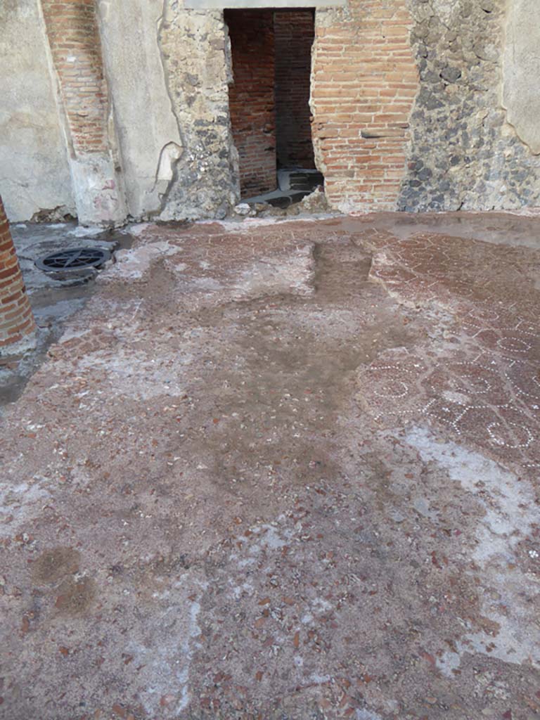 VIII.2.13 Pompeii. January 2017. 
Looking north across flooring in portico and triclinium towards doorway leading into VIII.2.12.
Foto Annette Haug, ERC Grant 681269 DÉCOR.
