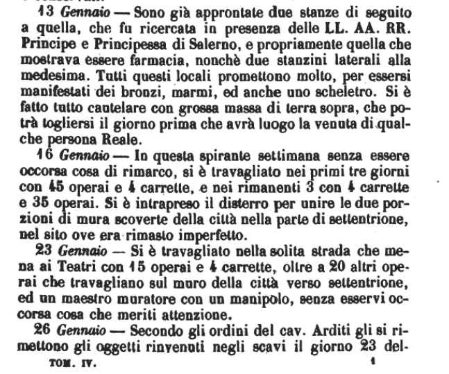 See Fiorelli G., 1862. Pompeianarum antiquitatum historia, Vol. 2: 1819 - 1860, Naples, (p.1)
13th January 1819.
There are already two rooms following to the one, which was recovered in the presence of the Prince and Princess of Salerno, and really the one that proved to be a pharmacy, as well as two small side rooms to the same.  
(Note: the mention of the pharmacy may mean VIII.3.10).
Gell wrote of VIII.3.10  once supposed by the custodi to have been that of an apothecary, see Pompeiana, p.7).
