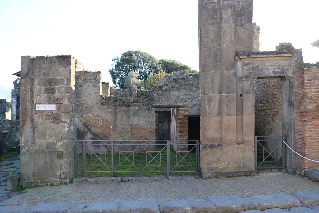VIII.3.11, on left, and VIII.3.10, on right, Pompeii., December 2018. Looking south to entrance doorways. Photo courtesy of Aude Durand.